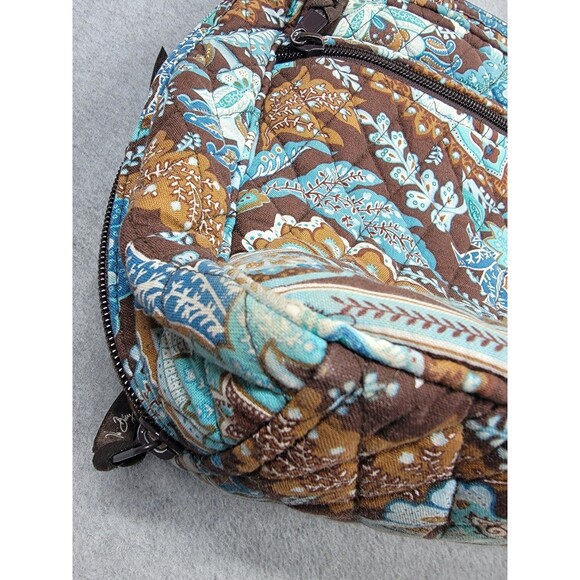 Vera Bradley Bag Purse Hobo Brown Java Blue Floral Paisley Pockets Quilted Y2K - Picture 4 of 13